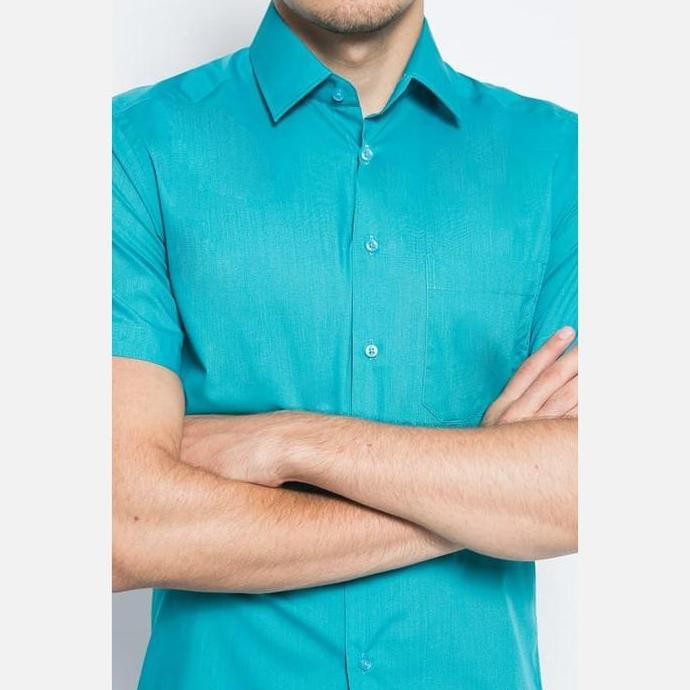 Sale Alisan Kemeja Lengan Pendek Polos Slimfit Hijau Tosca Plssfssh5