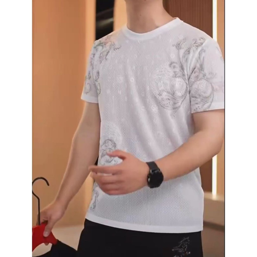Kaos Pria Kasual Leher Bulat Berkualitas Tinggi T Baju Kaos  Lengan Pendek Tipis yang Bernapas