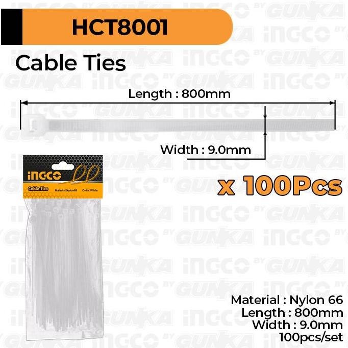 

BEBAS ONGKIR - 100-Pcs Cable Ties (80cm Putih) INGCO HCT8001 Tali Kabel Tis Tie Nylon