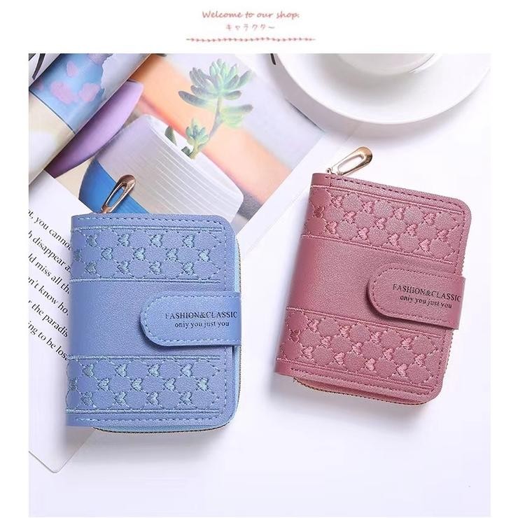 Diskon MKS Dompet Lipat Wanita Mini Fashion Korea Dompet Wanita Dompet Lipat Dompet Korea Dompet Min