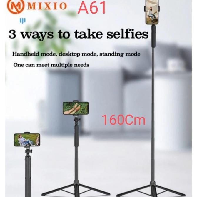 MIXIO A61 1.6M Tongsis Bluetooth Tripod Stabilizer Gimbal Slefie Stick
