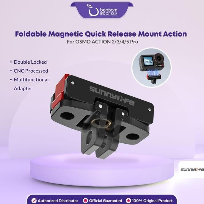 SUNNYLIFE Foldable Magnetic Adapter Quick Release For DJI Osmo Action 5 Pro / Action 4 / Action 3 / 