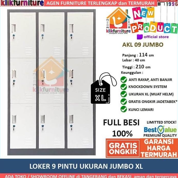 NEW Loker HELMET HELM Full Face Loker Besi 9 Pintu Jumbo XL