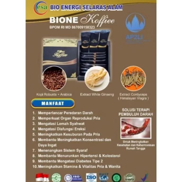 

Ready!! Kopi BIONE Koffiee 11 sachet ( 1 box)