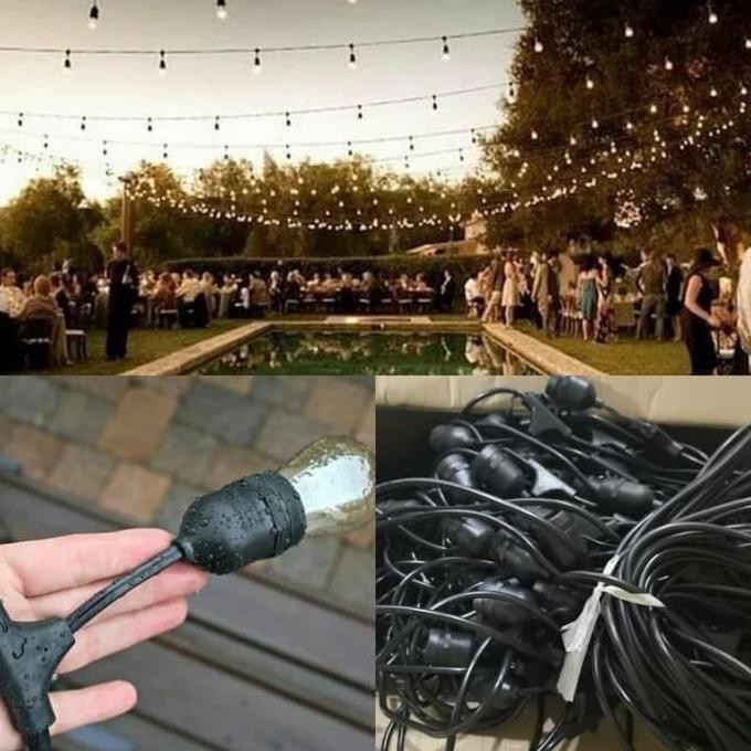 Fitting Lampu Gantung 10METER+ 20 FITTING Lampu Outdoor Cafe