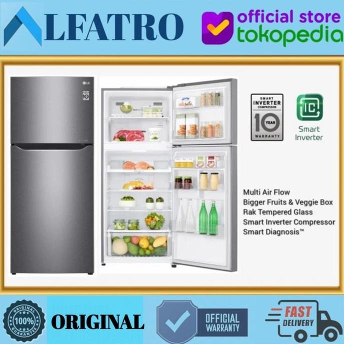 BEBAS ONGKIR - LG KULKAS 2 PINTU SMART INVERTER GNB422SQCL / GN-B422SQCL