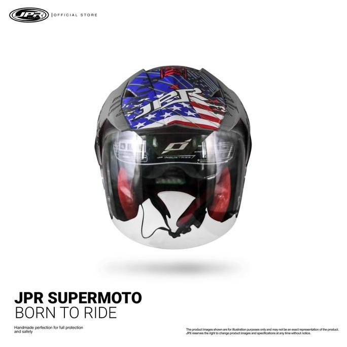 TERMURAH - Helm JPR Supermoto Born To ride - Black Doff