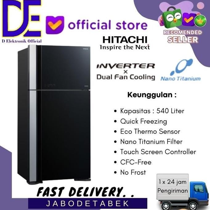 NEW PROMO KULKAS HITACHI 2 PINTU R-VG70PGD7-GBK RVG70PGD7GBK RVG70PGD7