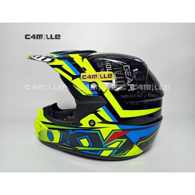 HELM KYT CROSS OVER SE STEP UP BLACK YELLOW FLUO CYAN BLUE TRAIL