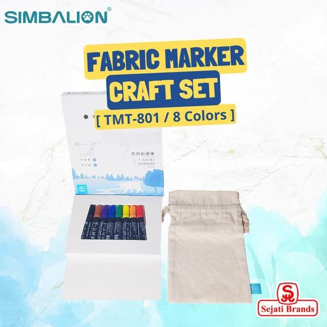 

NEW SIMBALION Spidol Kain Permanent Fabric Marker Craft Set8 Warna TM-801