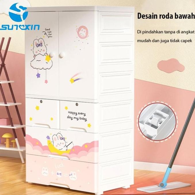 SUNXIN Lemari Plastik Pakaian 65CM S91 / Lemari Pakaian Anak / Plastic Storage Cabinet Lemari / Laci