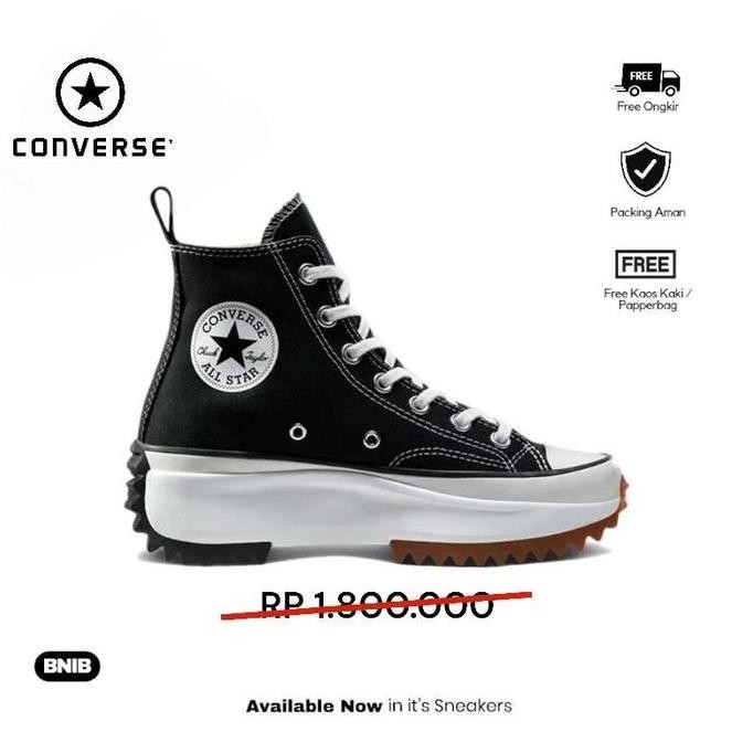 Sepatu Converse Run Star Hike Lugged High - Black White
