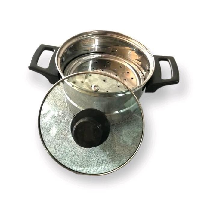 Cod Panci Kukus/ Dandang Nasi Besi Stainless Steel tutup Kaca Mini steamer Kitchenware  Peralatan Da