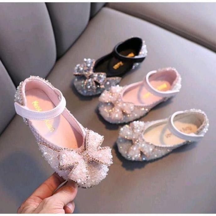 Sepatu Pesta Anak Perempuan Blink Pita Kupu Full Kristal Sepatu Pesta Anak Perempuan Import Blink Se