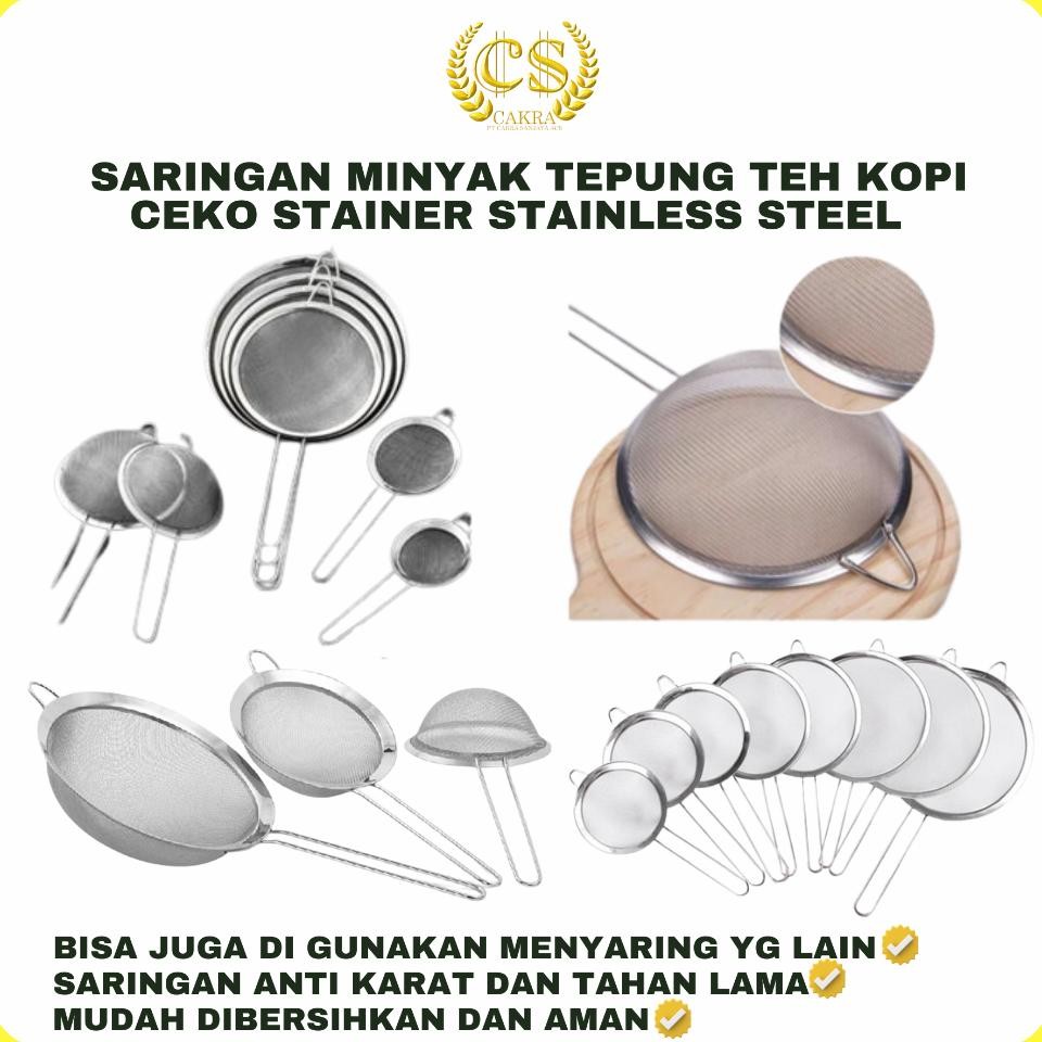 Cs Saringan Minyak Tepung Teh Kopi Ceko Stainer Stainless Steel Saringan Teh Saringan Stainless Stee
