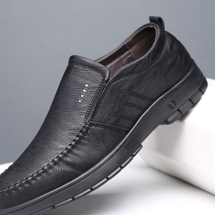 Cod Sepatu Pantofel Pria Pantofel Hitam Santai Formal Dewasa Laki Laki Sepatu Slip On Tanpa Tali Kan