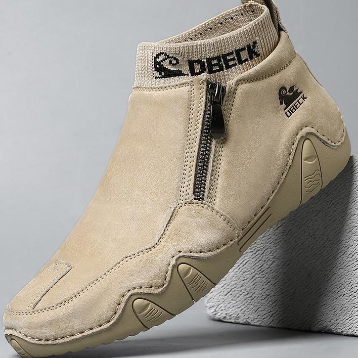 Terlaris Kulit Sepatu Boots Pria Resleting Casual Tinggi Formal Footwear Kekinian Cowok Dewasa Kerja