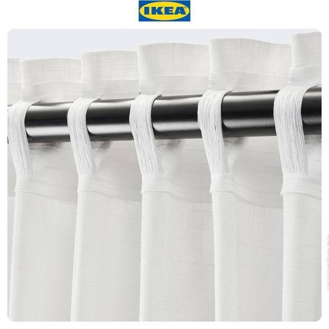 IKEA SILVERLONN Gorden Tipis 1 Pasang Dengan Pita Pos / Putih 145x250cm Katun `