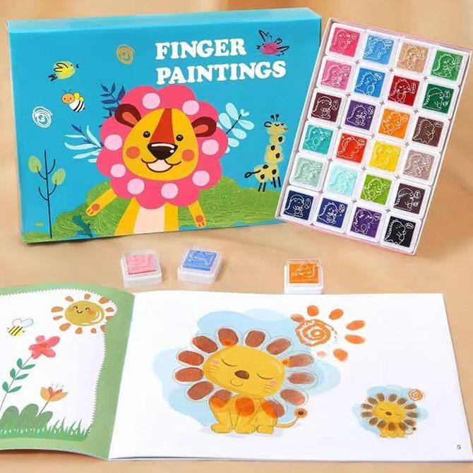 

Promo 24 Warna + 90 Page Finger Paint Art Box Set Prakarya Seni Mewarnai Dengan Jari Tangan COD