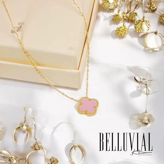 Kalung Titanium - Belluvial titanium - Kalung - Necklace - Kalung Leher Clover - Tidak Berkarat - Ti