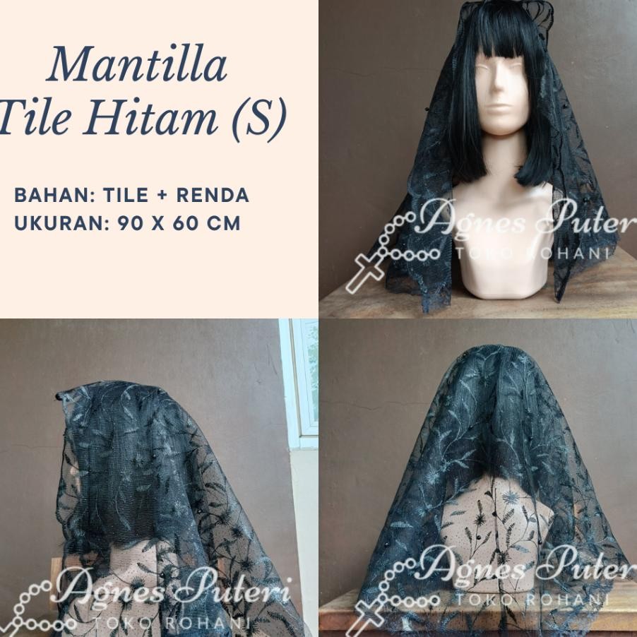 Mantila Mantilla Tile Tulle Hitam Katolik