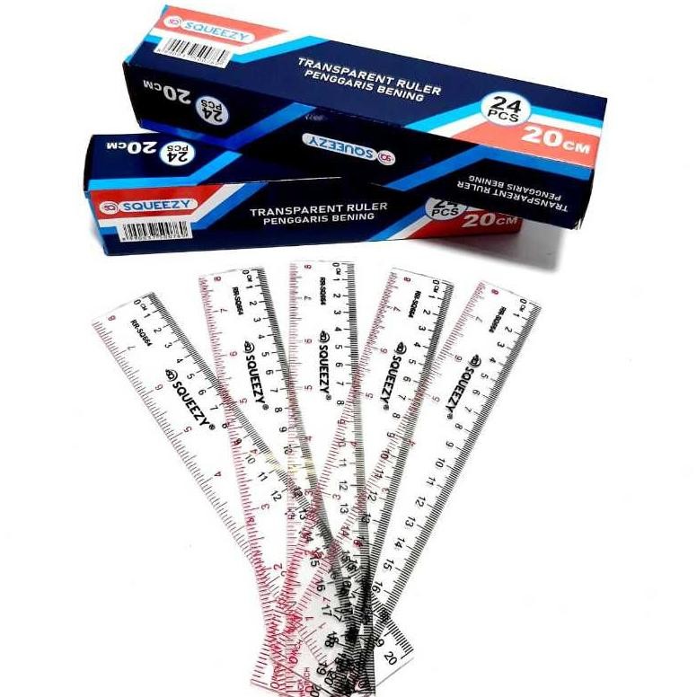 

Grosir 1Kotak24Pcs Penggaris Plastik Bening 20Cm Squeezy Rrsq664