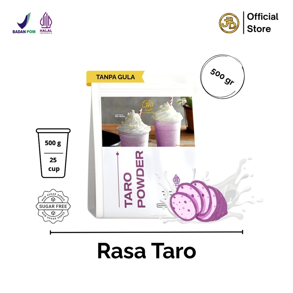 

JBD Premium Taro Powder Bubuk Minuman Rasa Taro Milkshake 500gram BPOM Halal