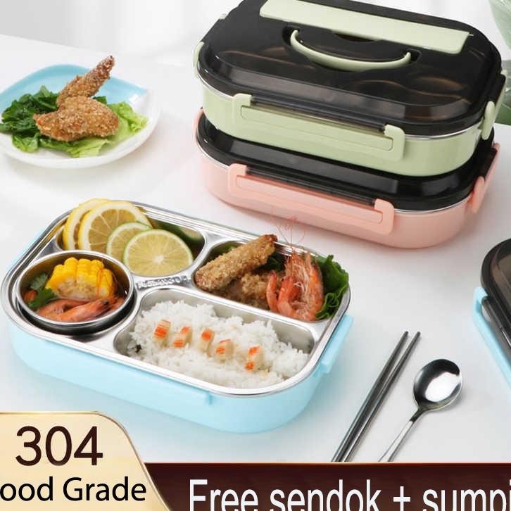 Kotak Makan Stainless Sekat 4 Lunch Box 4 Sekat Kotak Bekal Makan