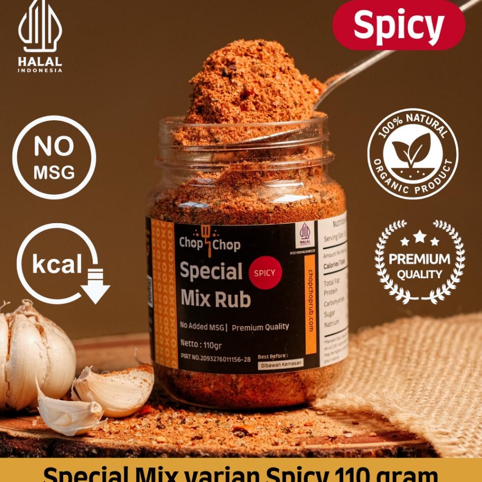 

Chopchop Special Mix Rub Spicy Bumbu Marinasi Rendah Kal Serbaguna 110Gr