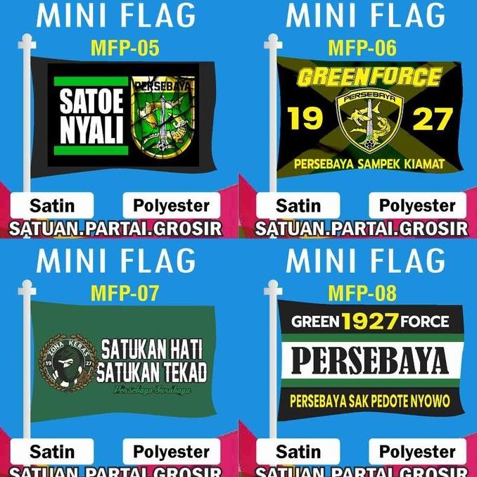 Sale Mini Flag Persebaya / Bendera Persebaya / Sablon Bendera Custom / Bendera Supporter
