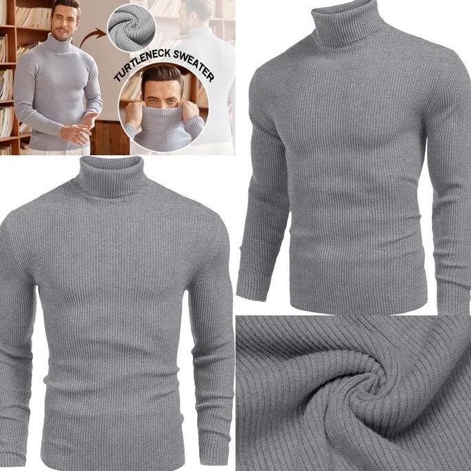 Kaos Turtleneck Shirt Atasan Lengan Panjang Berkerah Tinggi Pakaian Musim Dingin Pria Dan Wanita (Un