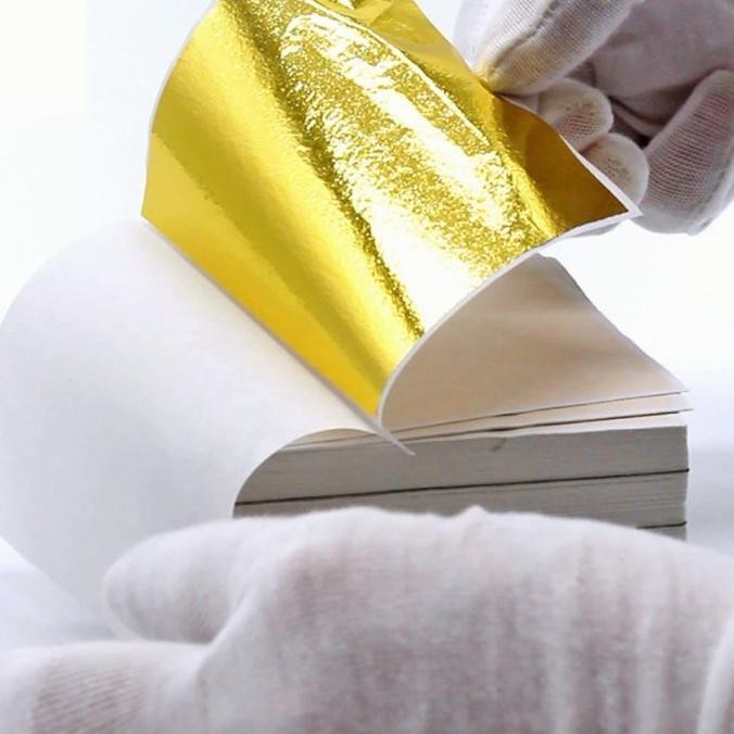 

Isi 100 Gold Leaf Multifungsi Kertas Foil Emas Kertas Plasmen Emas Lembaran Emas