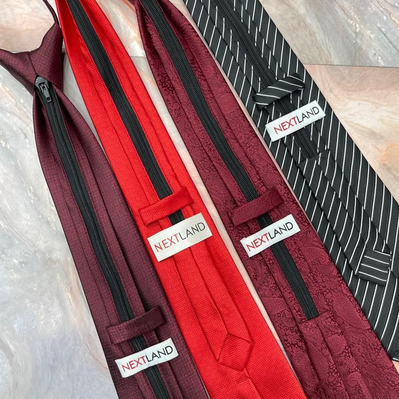 Promo Nextland - Dasi Instant Praktis Siap Pakai Dasi Pria Dasi Merah Maron Ty-65