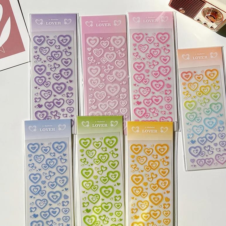 

Love Heart Bubble Stickers Decorative Hand Account Diy Collage Photocard Album Scrapbook Diary Journal Cute School Stationery