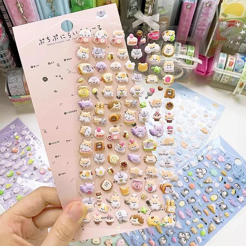 

3D Kawaii Scrapbook Sticker Cute Animals Decorative Planner Stationery Stickers Cartoon Relief Stickers Diy Paste Material