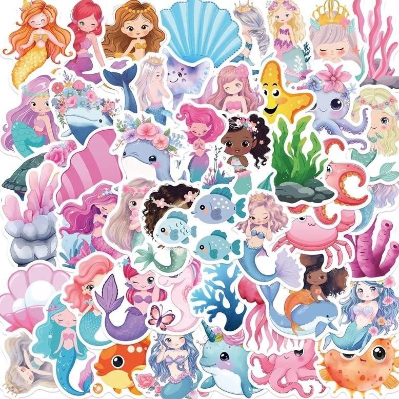 

10/30/50Pcs Cute Mermaid Pvc Sticker Aesthetic Chidlren'S Stationery Korean Decoration Scrapbooking School Supplies For Kids