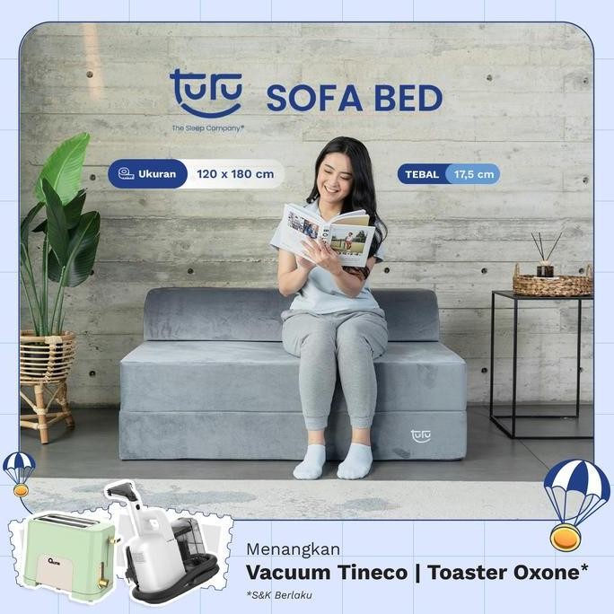 TURU Sofa Bed 2in1 Uk. 120x180 TURU Minimalis Grey / Trifold Kasur Sofa