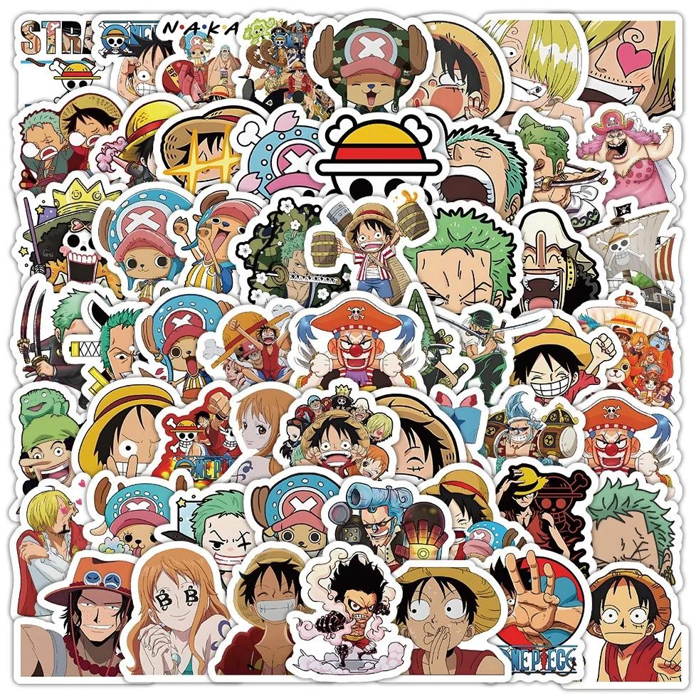

100Pcs/Bag Classic Anime One Piece Stickers Cartoon Cute Edition Waterproof Luggage Notebook Phone Case Decorative Stickers