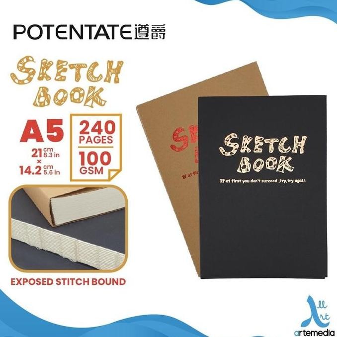 

Sale Sketchbook Potentate A5 Black & Craft 100 Gsm - 120 Sheet / 240 Pages