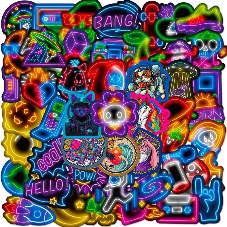 

10/30/50Pcs Cute Neon Dog Pvc Sticky Sticker Aesthetic Diy Korean Stationery Decoration Scrapbooking School Supplies For Kids