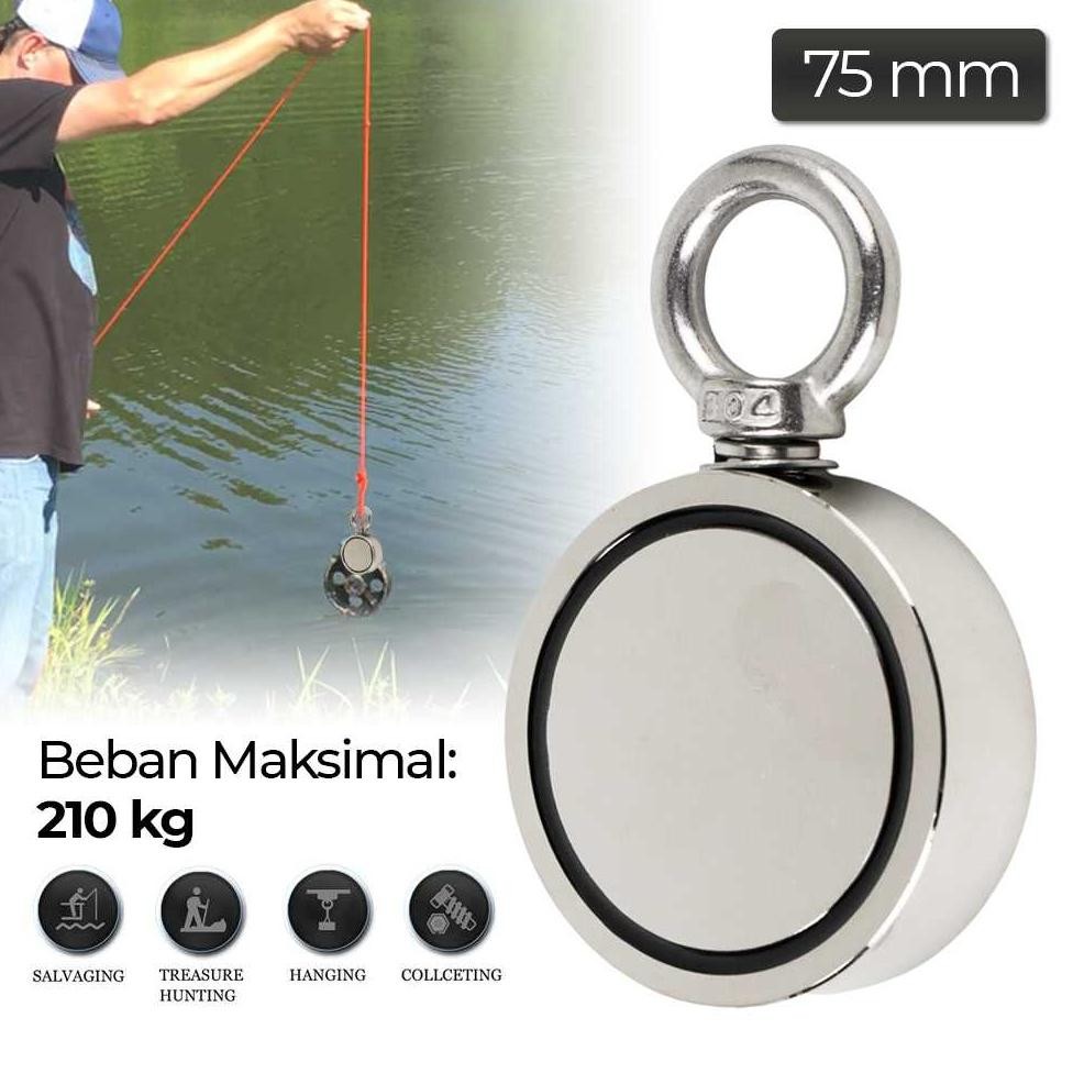 HYSAMTA Magnet Gantungan Round Hook Strong Neodymium 75mm - D75
