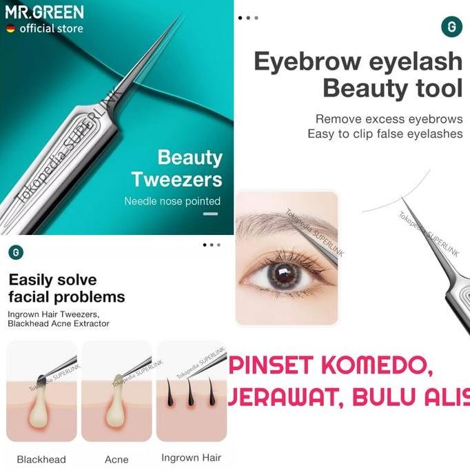 TERMURAH - MR. GREEN Pinset Komedo Tweezer Acne Needle Jerawat Soligen Germany