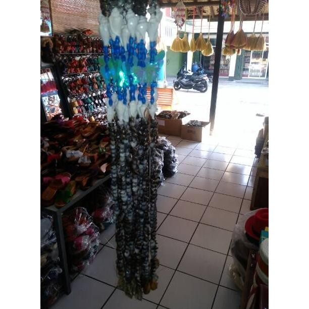 tirai kerang pintu 2 meter murah cantik 20 untai laut putih hitam NS