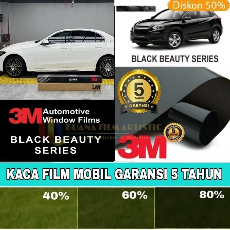 Kaca film 3M/kaca film mobil 3M/Black Beauty/kaca film hitam/Original Garansi 5 Tahun AST