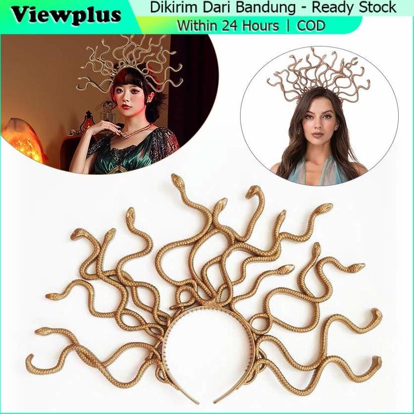 Bando Kepala Ular Medusa Bando Ratu Ular Halloween Party Kostum cosplay Ular Medusa DiM