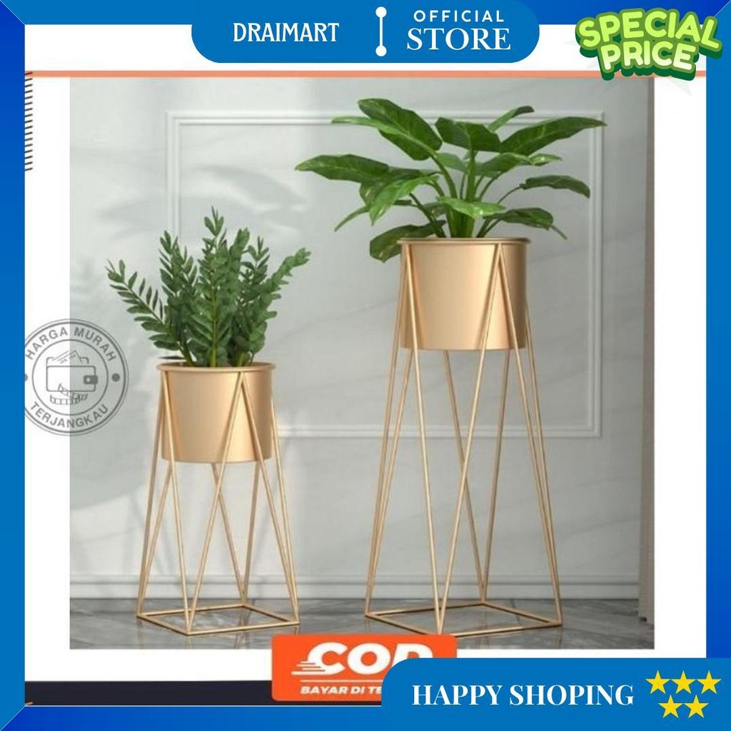 Paket Rak Besi Dan Pot Nya/Pot Bunga Besi/1 Set Isi  2 Standing Pot Alas Persegi/Standing Pot Murah/