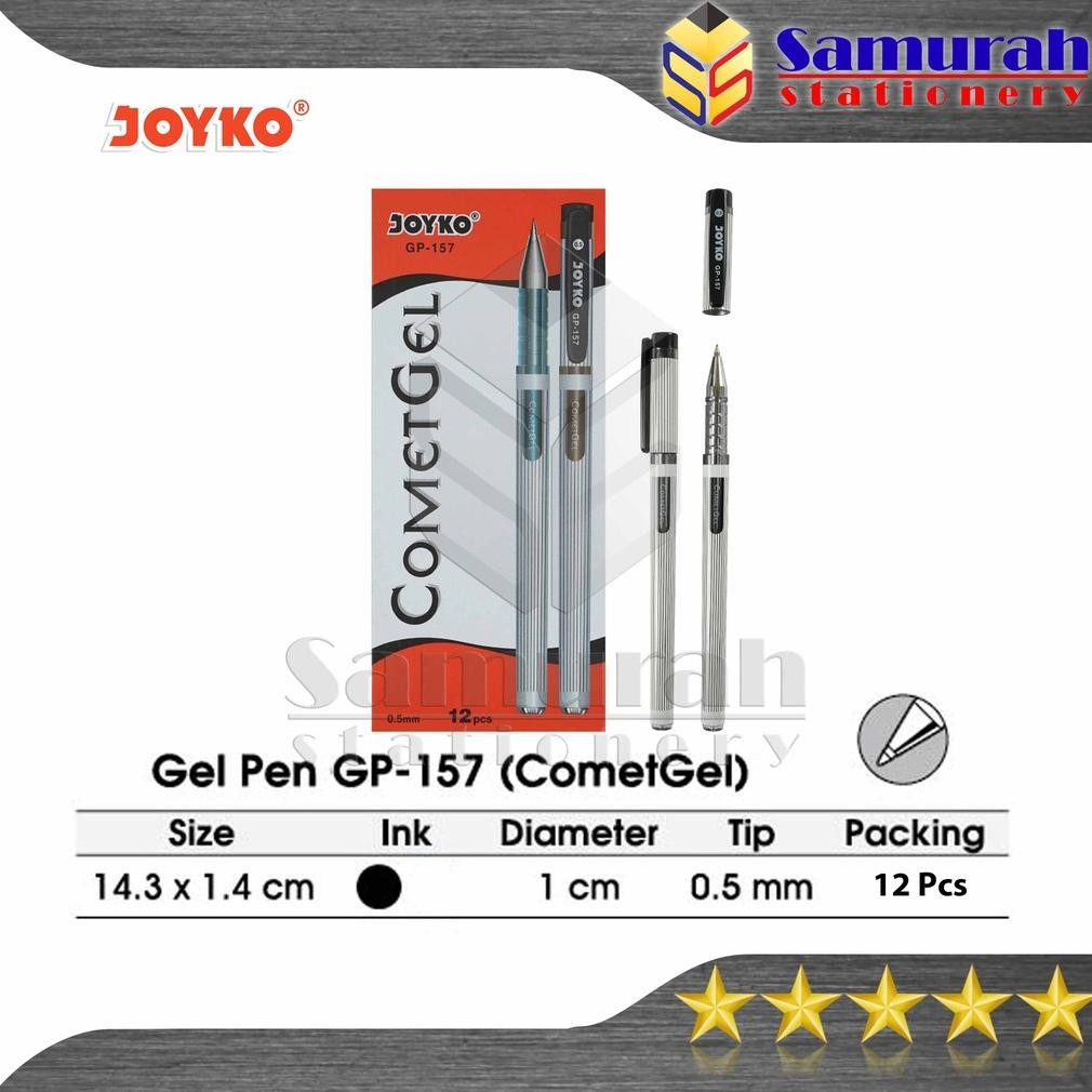 

Gel Pen Joyko Comet Gel GP 157 / GelPen JK GP-157 Hitam 0.5 mm Cabut DiM