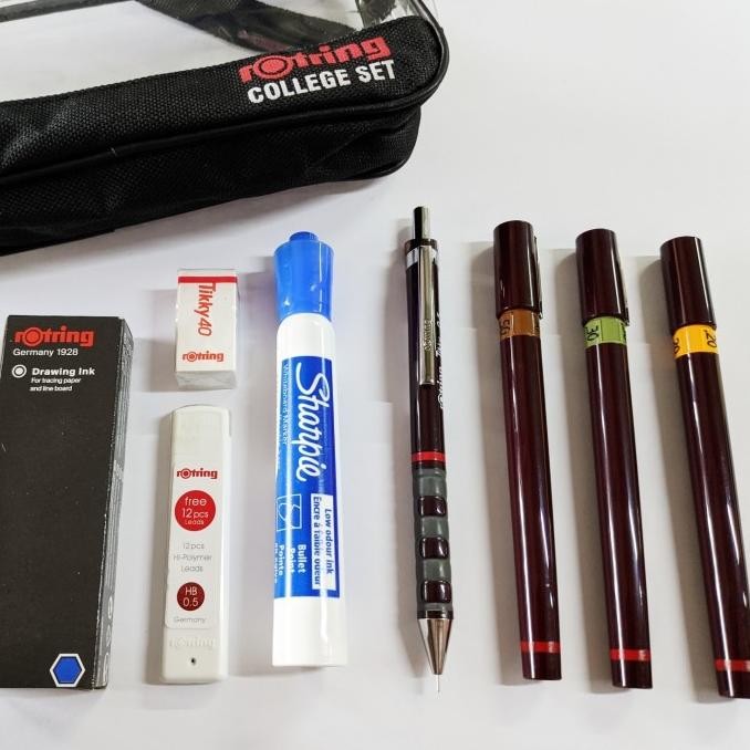 Rotring Rapido Isograph College Set 0.2/0.3/0.5 Eco Pack Drawing Pen DiM