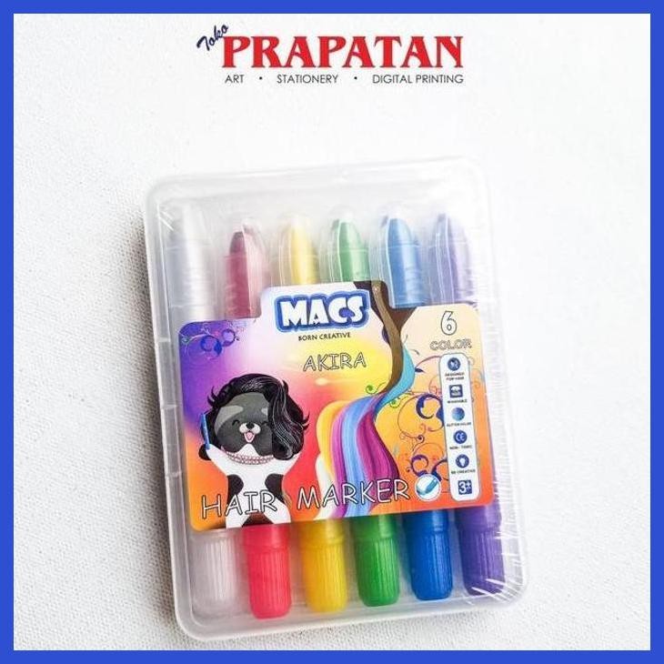 

( SEKOLAH / LUKIS ) DISCOUNT MACS HAIR MARKER 6 COLOR (SENI / MENGGAMBAR / ART / KERAJINAN ) SIAP KIRIM