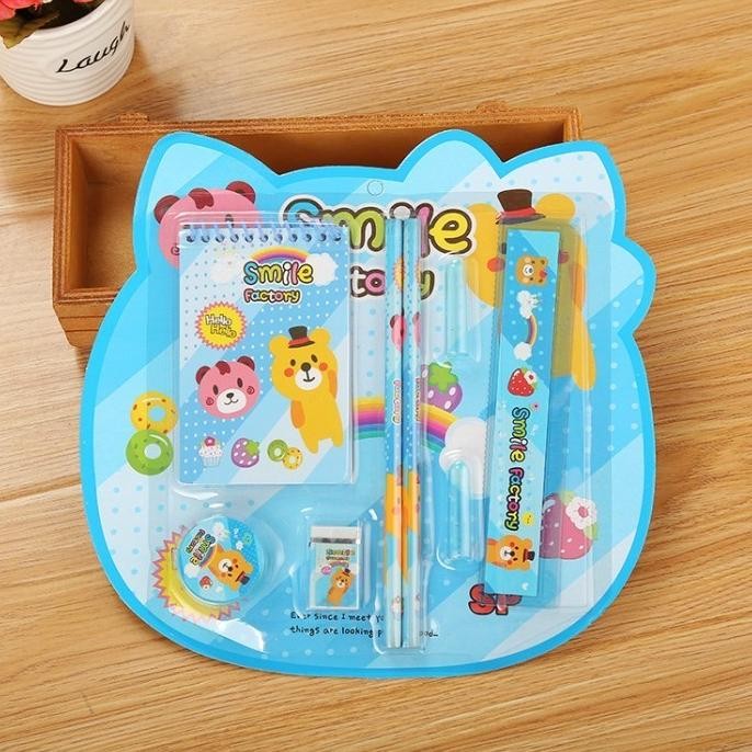 

Satu Set Alat Tulis 8 In 1 Lucu Lengkap Pensil Penghapus Penggaris DiM